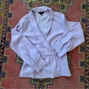 J. Crew Womens Long Sleeve Faux Wrap Crepe Blouse Top Lilac Lavender Sz 6